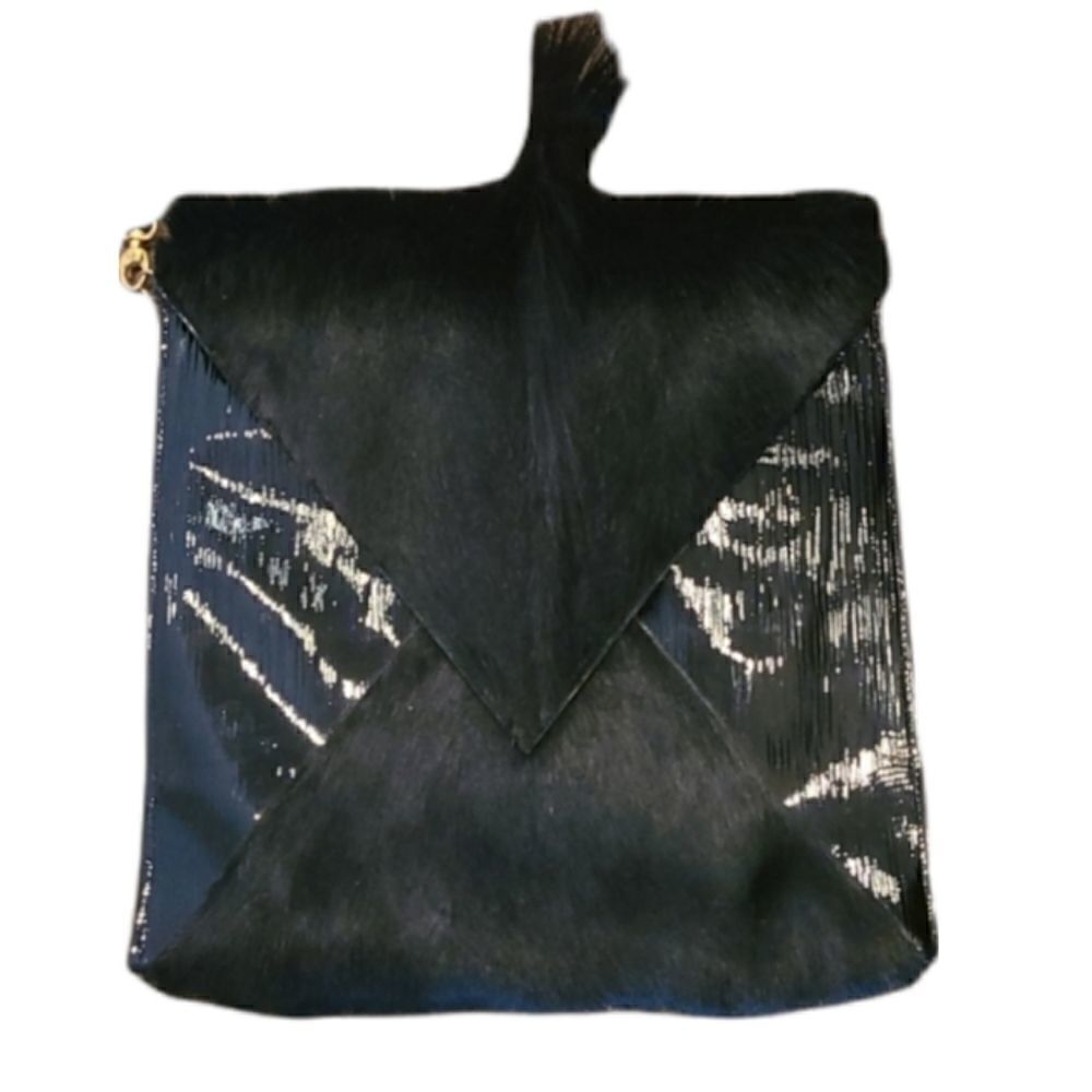 FINAL SELL.  Betty Audish Genuine Gazelle Fur with Patent Leather Hand Bag NWOT